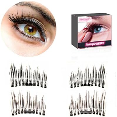 Fantany Magnetic False Eyelashes Extension 3D Reusable , NO GULE REQUIRED Hand Made Thin Natural Look Fake Eyelashes, 0.2mm Magnet Easy to Apply Eye Lashes 1 Pair with Nice Case