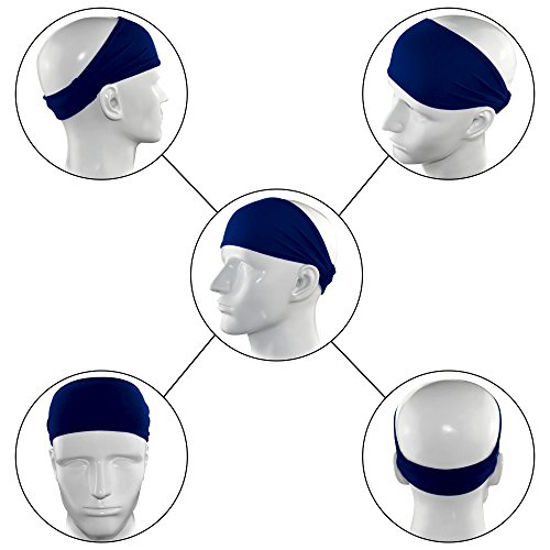 2-Stück Sport Stirnband Schweißband, Ipow Anti- Rutsch kopf schweissband, atmungsaktiv für Rennen, Joggen, Volleyball, Yoga, Fitness, Herren/ Damen Moderne Haarband - 5