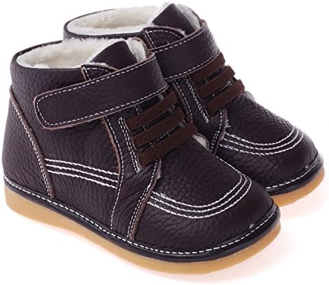 CAROCH - Squeaky Leather Toddler boys Shoes | Brown filled bootees - Size: 25