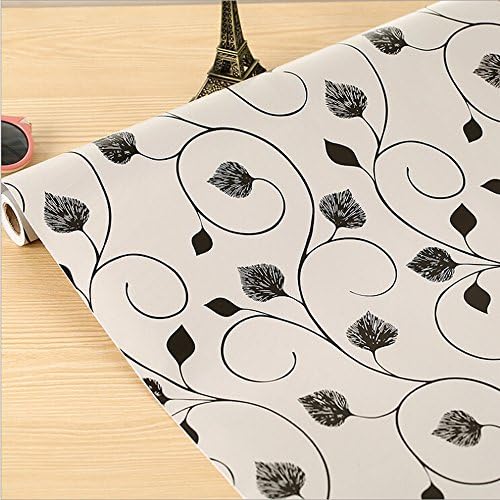 Sunfire Self Adhesive Shelf Drawer Liner Removable Contact Paper Black Pteris Herba 17x78 Inch
