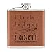 Produktbild I'D Rather Be Playing Cricket 6oz Pu-Leder Flachmann Hellbraun