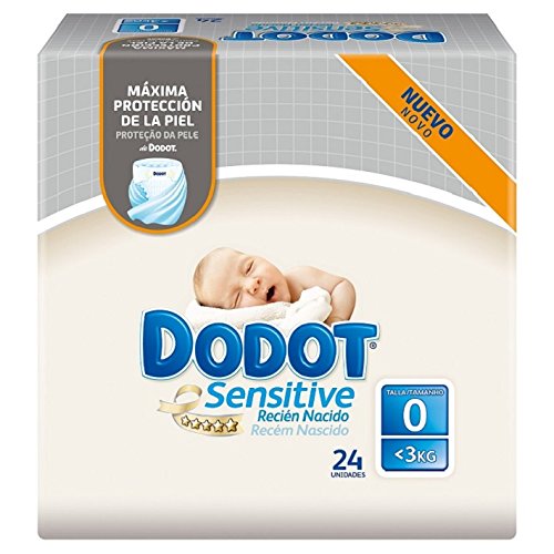 Dodot Sensitive - Pañales para recién nacido, talla 0 (hasta 3 kg), 2 packs de 24, 48 pañales