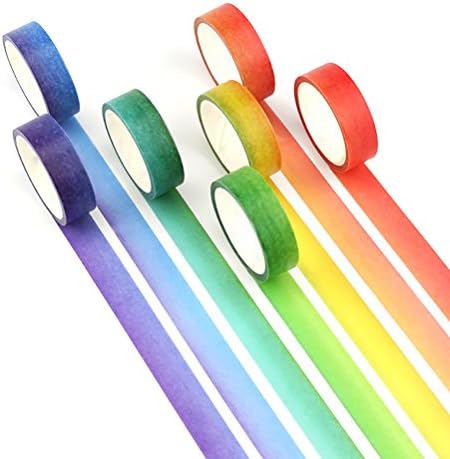 7 Rolls Gradients Rainbow Colour Washi Tape Set Self Adhesive Paper Stickers for Scrapbook Diary Decoration