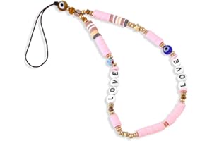 Zeayebsr 1pcs Rosa bohemio antipérdida cadena de teléfono celular cinturón retro para teléfono celular nuevo collar de cuentas de acrílico collar de cuentas cadena de encanto para teléfono celular