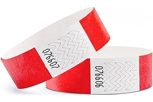 Europaband - Set di 1000 braccialetti tyvek - per identificare eventi e feste - antistrappo e impermeabile (rosso)