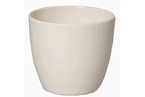 innaGLAS Grand Cache-Pot, céramique, crème, 25cm, Ø28cm - Pot Fleurs/Pot céramique