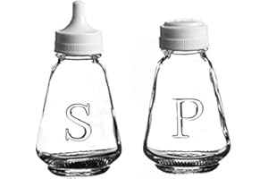 STEELEX Glass Salt and Pepper Shaker Pot Set of 2 Classic Clear Glass Traditional Cruet Set Cafe-Style Dispenser Bottles