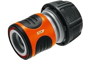 Raccord d'arrosage Aquastop 19 mm (3/4 Pouce) de Gardena : connecteur enfichable avec Aquastop, pour extrémité de tuyau, Powergrip, emballé (18214-20)