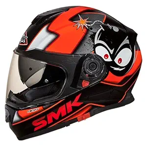 SMK GL271 Twister Cartoon Graphics Pinlock Fitted Full Face Helmet with Clear Visor (Gloss Black Orange and White, Large)