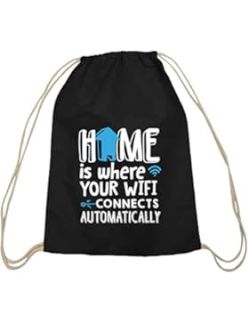 Shirtstreet24, Home Wifi, Baumwoll natur Turnbeutel Rucksack Sport Beutel