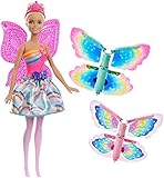 barbie hada muñeca Los dos pares de alas voladoras tienen adornos del arcoíris, un cuerpo y movimientos de mariposa