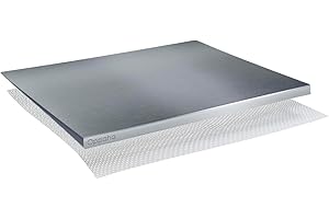Oppaha - Spianatoia da Cucina in Acciaio Inox - Piano da Lavoro Professionale XL per Impastare - Superficie in AISI 304 con Logo Tagliato - Tappetino Antiscivolo Incluso - 70x47 cm