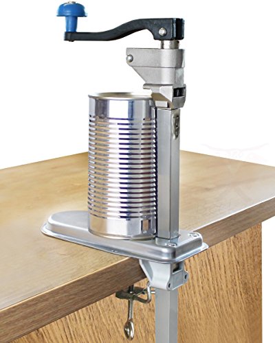 Beeketal 'BDÖ56' Profi Gastro Tischdosenöffner für bis zu 50 cm hohe Dosen, mit Schneidemesser aus gehärtetem Stahl und Tisch Befestigungszwinge, Dosenöffner mit manueller Handkurbel und Drehknauf (handgelenkschonend)