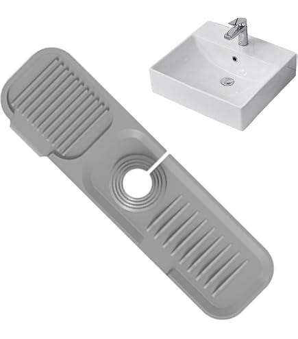 Paraspruzzi per lavello da cucina, 43,2 x 15 cm, in silicone, paraspruzzi, tappetino di scarico per cucina, bagno e bancone, protezione dagli schizzi sul piano di lavoro, tappetino assorbente (nero 2