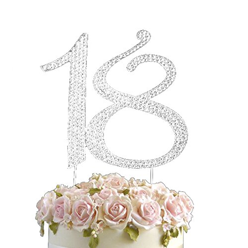 Strass Kristall Birthday Cake Topper Nr. Plektrum mit Gems Silber Diamant Dekoration – Zahlen 1–80 7x8 18