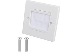GEU Trunking Brush Socket Single Gang White Cable Brush Wall Plate Faceplate for Wall-Mounted Face Plate Cable Pass Through Insert Wires Cables Entry Hole Cover Wall Mount Panel