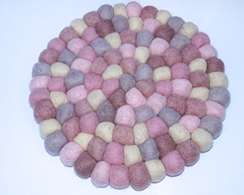 Filzkugel Untersetzer Rosa Topfuntersetzer bunt 20 cm per Hand aus reiner Merino Wolle gefertigt