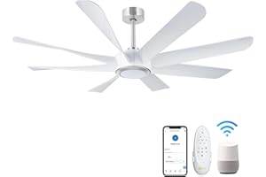 ‎OFANTOP OFANTOP Deckenventilator mit Beleuchtung LED, 152cm Moderne Große Weiße Deckenventilator mit Fernbedienung, Reversible 6 Geschwindigkeit Leiser DC Motor Ventilator Lampe für Schlafzimmer, Wohnzimmer