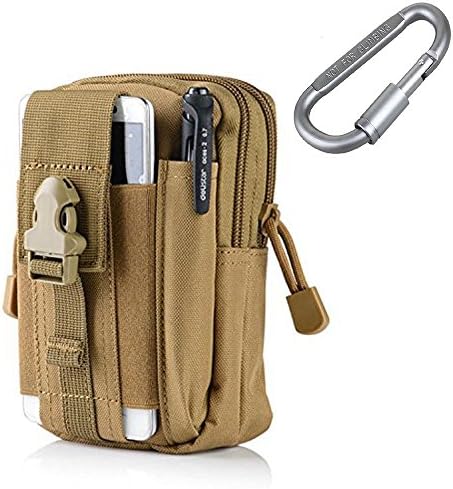 CYCBT Tactical Molle Pouch Compact EDC Utility Gadget Waist Bag Pack with Cell Phone Holster for iPhone 6 Plus (BROWN)