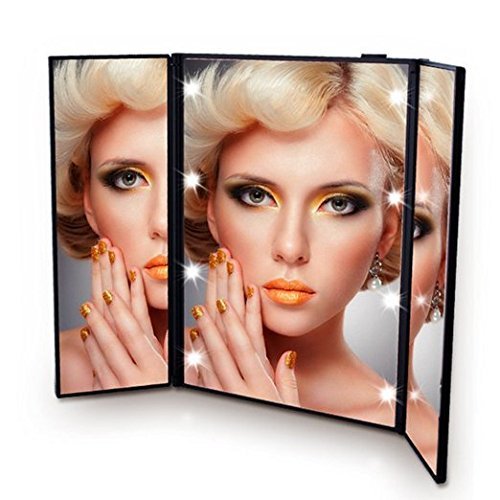 lmeison Premium Tri-Fold LED-beleuchteten Travel Make-up Spiegel (schwarz)