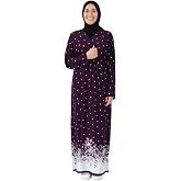 Noktalı &Ccedil;i&ccedil;ek Desen Kruvaze Namaz Elbisesi &ndash;%100 Viskon, Yandan Bağlamalı, Rahat Kalıp 36-46 Beden