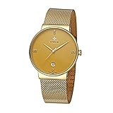 Vemupohal Herrenmode Edelstahl Klassische beiläufige Uhr Schwarze Minimalistische Quartz mit Datumsanzeige und Edelstahl Mesh Armband