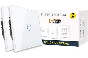 2er-Pack CNBINGO Dimmer Wechselschalter für LED-Leuchten - Touch Lichtschalter unterputz - Dimmschalter einfach in Weiß - Wandschalter mit Glas Panel und Status-LED