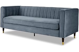 Home Detail Velvet Fabric Sofa 1 2 or 3 Seater Settee Upholstered Living Room Furniture Set (3 Seat Sofa Only, Grey)