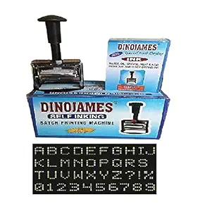 Dinojames Self Inking Heavy-Duty Batch Coding Machine G555 Letter Size-3mm (Up to 4 Lines) Letter Type -Grooved(Rubber) Printing Area - 55x30mm Dot Matrix Font