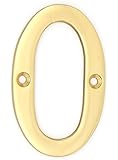 ZW Hardware A220 3 Inch Solid Brass Bright Brass House Number 0
