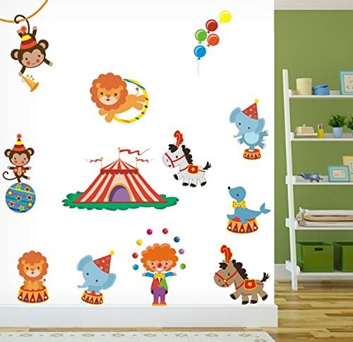 cheery animal circus nursery decor wall art kids bedroom wall sticker mural