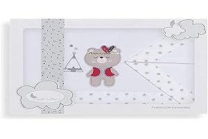 Interbaby 02197-18 - Sábanas coche TIPI OSO blanco y gris, unisex