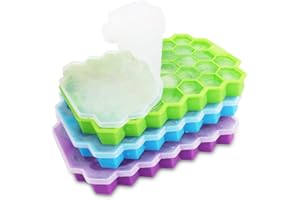 DOWOWDO Ice Cube Tray with Lid, 3 Pack 111-Cubes s、Silicone Ice Cube Tray, BPA Free, Easy Release, Ice Cube Mould Set for Whiskey Cocktail Baby Food