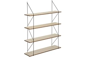 ATMOSPHERA CREATEUR D'INTERIEUR Atmosphera - Étagère Murale Iris 4 Niveaux, 60 x 81 cm, Effet Bois et Métal Noir - Meuble de Rangement pour Salon, Bureau, Chambre
