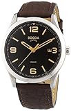 Boccia Herren-Armbanduhr XL Analog Quarz Leder, Schwarz/Braun, 3583-01