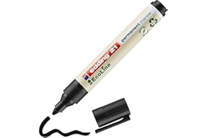 edding 21 Ecoline permanent marker - black - 1 pen - round tip 1.5-3 mm - waterproof, quick-drying, smear-proof pens - for cardboard, plastic, glass, wood, metal and fabric - refillable