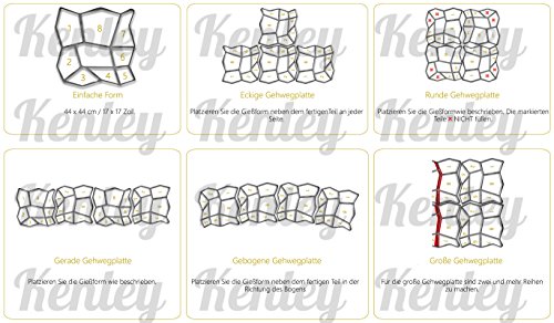 Kenley 43 x 43 cm Gehweg Betonform Schalungsform Pflasterform – Wiederverwendbare Gießform Schablone Garten Natursteinpflaster Pflaster Stein Form - 5