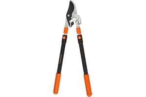 Gartenpaul Astschere mit 6-Fach verstellbaren Teleskop Griffen, Bypass Klinge mit Antihaftbeschichtung und ziehenden Schnitt, Ratschensystem, Schnittleistung 5cm, Profi-Ausführung