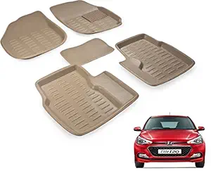 Auto Hub 3D Plastic Car Floor Mats Compatible for Hyundai Elite i20 (Model : 2015-2019) - Beige