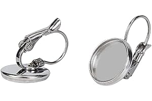 UNICRAFTALE 100 pz Ganci per Orecchini A Leva in Acciaio Inossidabile con 10mm Piatti Rotondi Vuoti Orecchino Cabochon Vassoio Lunetta per Gioielli Pendenti Che Fanno 19x12mm Pin 0.8mm