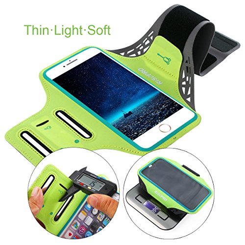 iPhone 7Â Plus Armband, Risepro iPhone 6Â Plus riconoscimento delle impronte digitali sostenuto da braccio per la corsa, allenamento, leggero, traspirante, in lycra, tasca nascosta, portachiavi, taglio auricolare per iPhone/Galaxy Note 5Â (14Â cm) e altri smartphone