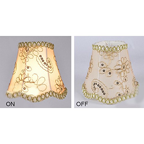 Eastlion Einfache moderne manuelle Stoff Lampenschirm für Kristallkerze Kronleuchter, Wand-Lampe, Mini-Tischlampe mit Wave-Brim Clip Lampenschirm 8x13x12cm Brown - 6