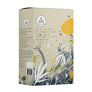 Monsoon Harvest High Fiber Breakfast Cereal with less than 5% Sugar - Ragi Flakes with Raisins, 400g