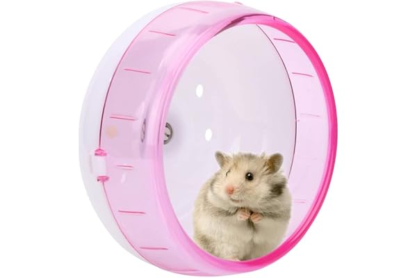 Roue de Hamster Silencieuse en Plastique Rose Diamètre 11,5 cm Idéale pour Hamster, Gerbille et Rat