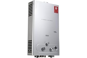 NICCOO Tankless Gas Hot Water Heater, 32KW 16L LED Display LPG Gas Water Heater Burner 4.3 GPM Portable Instant Propane Gas Boiler with Shower Kits, Hot Water Heater for Outdoor, Camping, RV, Home
