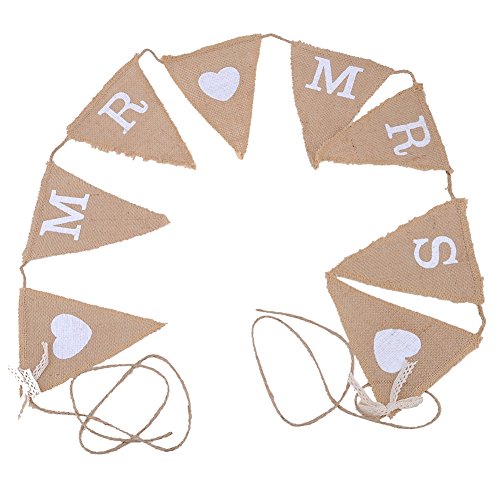 Vintage Affair Mr & Mrs Jute Flagge Fahne für Hochzeit oder Party - 5