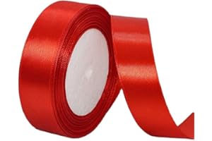 GUIASIPULE 20mm Red Satin Ribbon 22M ，Fabric Hair String Ribbon for Craft, Flower Bouquets, Gift Wrapping, Wedding, Bow Making and Valentines Christmas Decoration (red, 2CM)