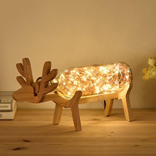 HYLR Japanese-style Deer style modern Creative Woody Cloth cover bedroom living room office table lamp Decorations desk lamp