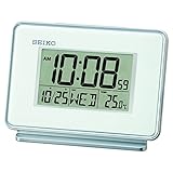 Seiko weiß Thermometer und Wecker QHL068W Schreibtisch oder Nachttisch