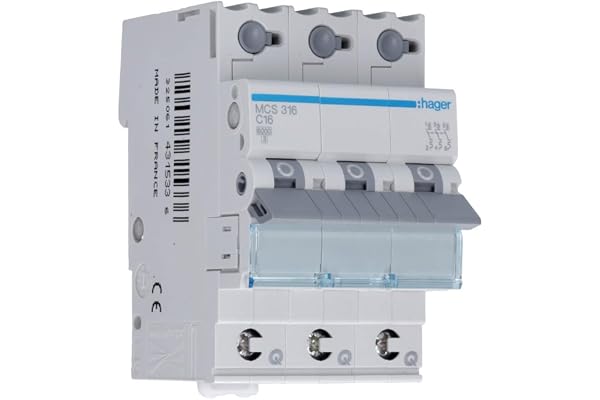 Hager MCS316 kretsbrytare 3-fas 16 A 230 V, 400 V, plast